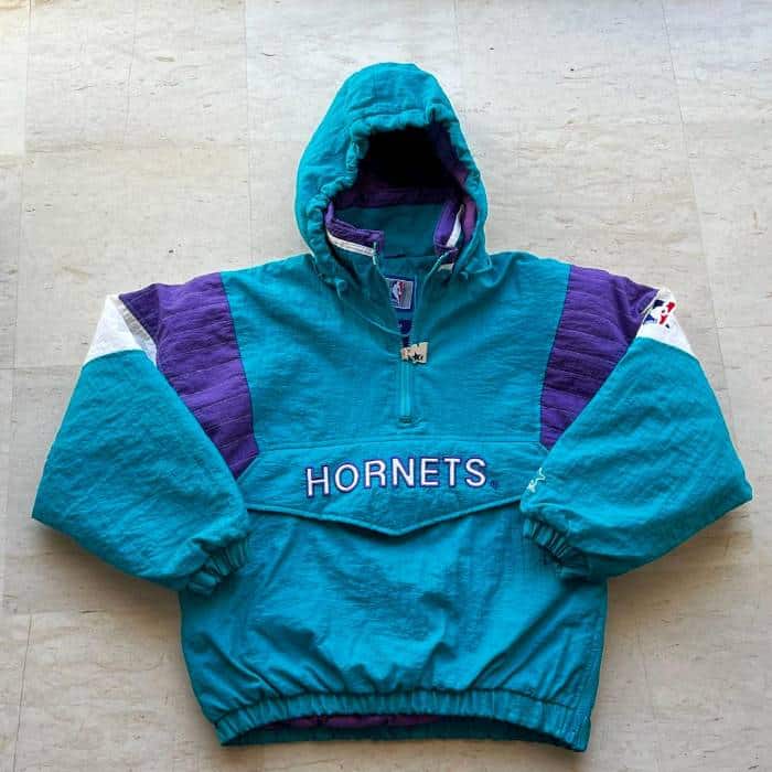 Rare Vintage 90s Starter Charlotte Hornets 1/2 zipp puffer pullover jacket  coat NBA - YFS - Your Football Shirt