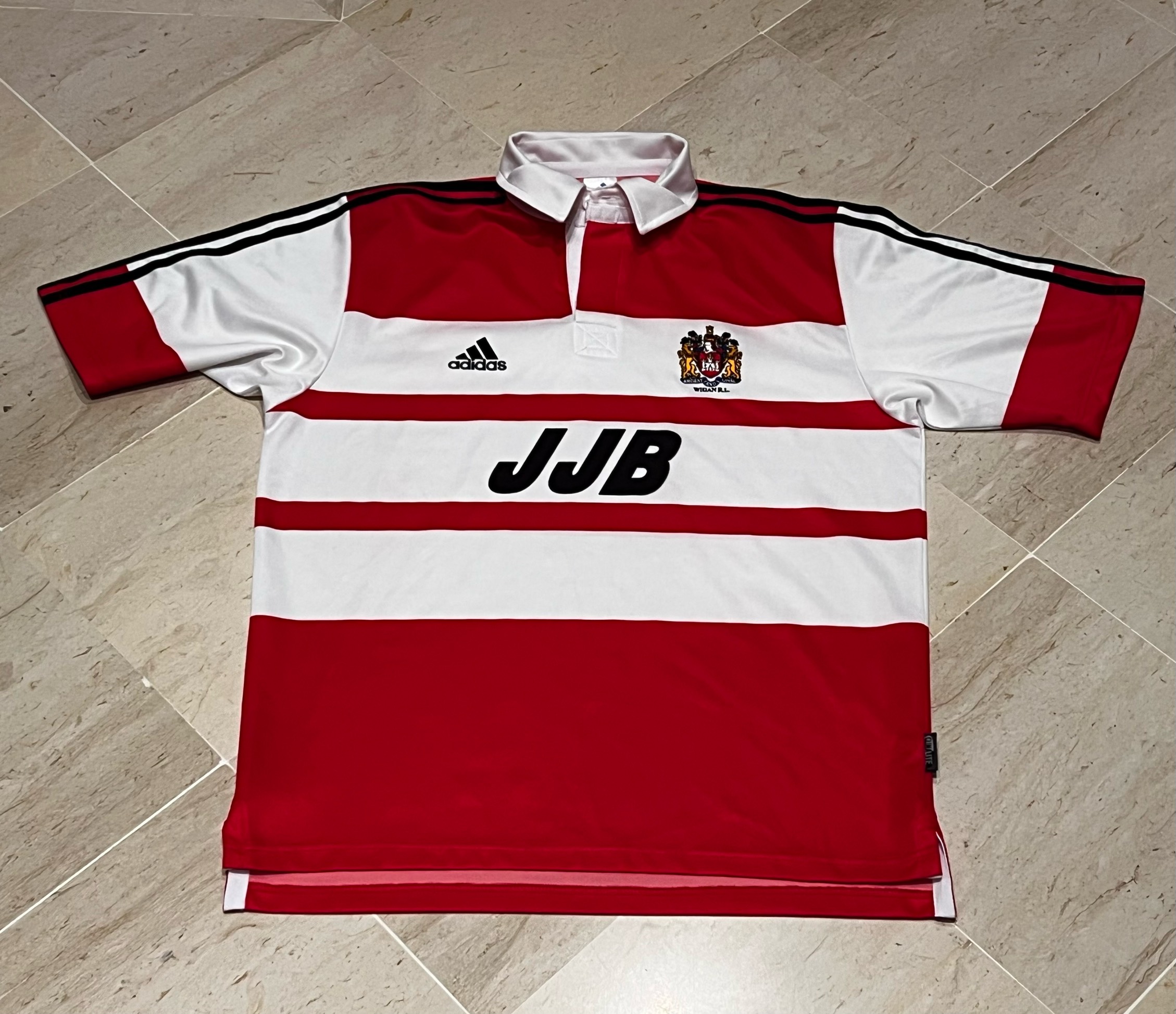 vintage 2000-01 Wigan Warriors Rugby Adidas Shirt mint condition size M