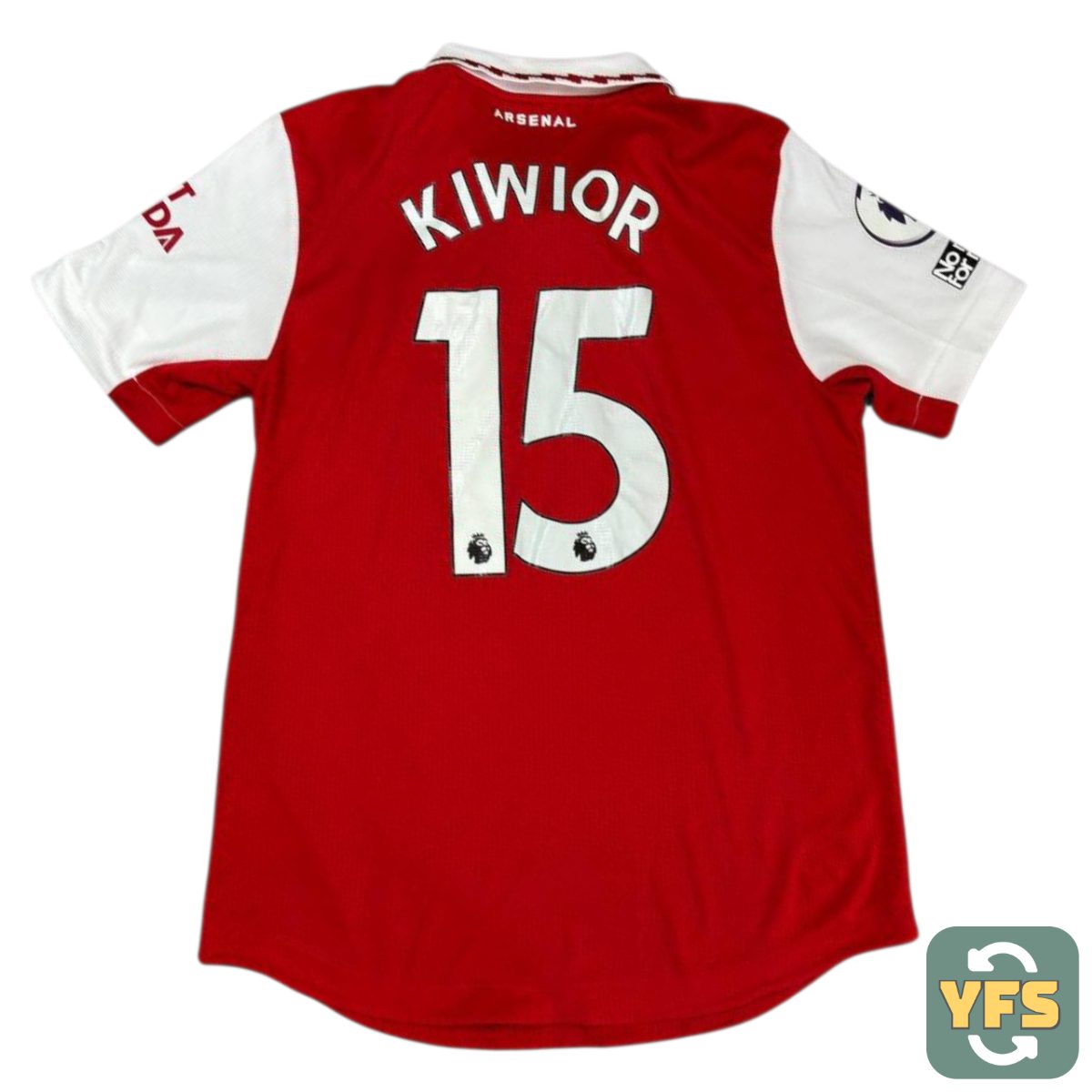 Arsenal 2022-2023 Home Pro Version Adidas Kiwior #15 - YourFootballShirt - Photo 1