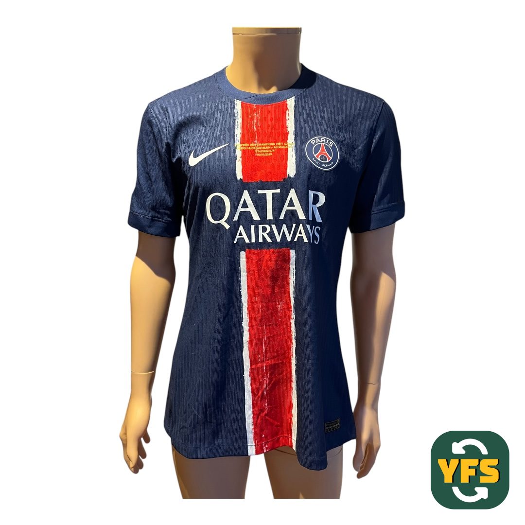 PSG 2024-2025 Home Match Worn Nike Nuno Mendes - YourFootballShirt - Photo 1