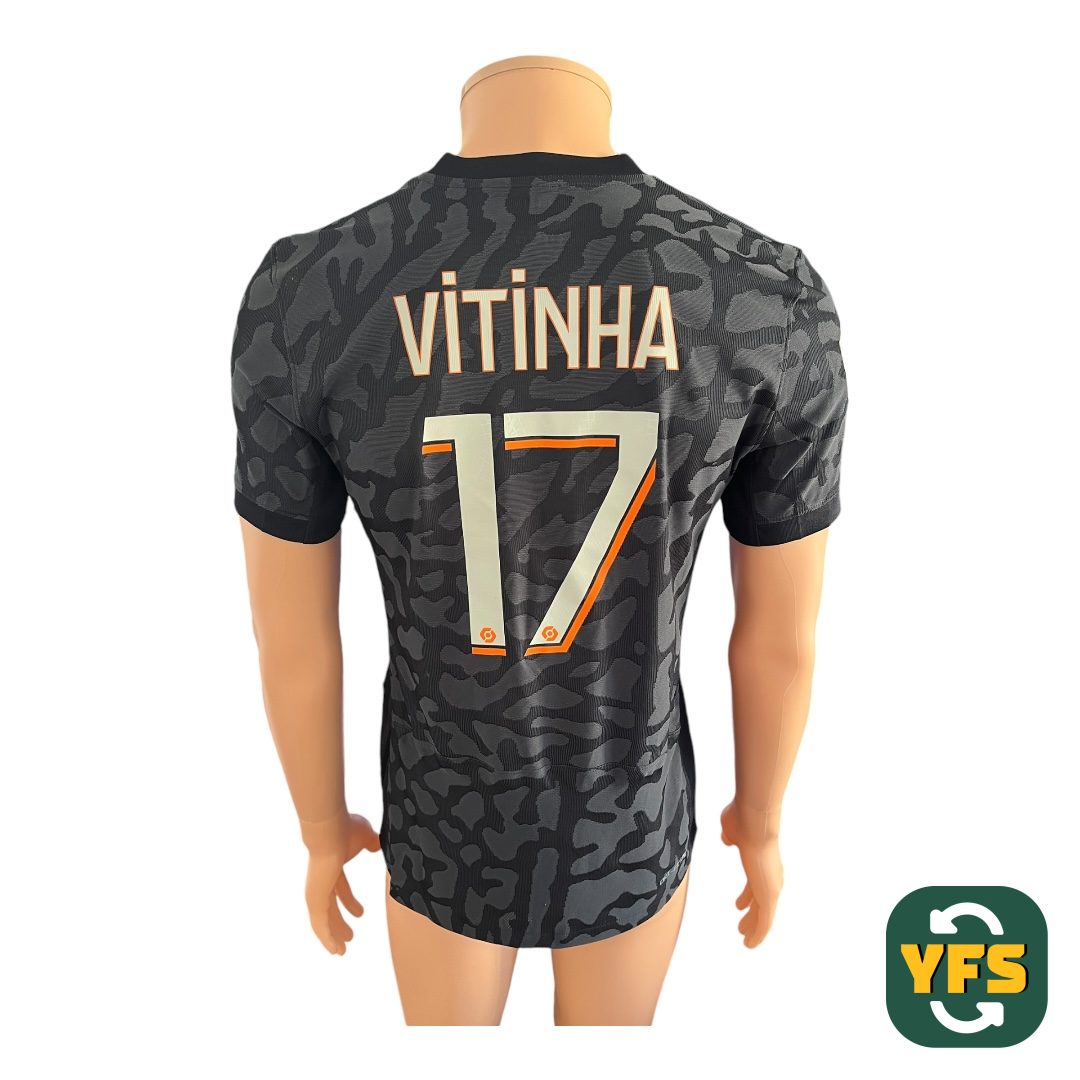 PSG 2023-2024 Third Match Worn Jordan Vitinha - YourFootballShirt - Photo 1