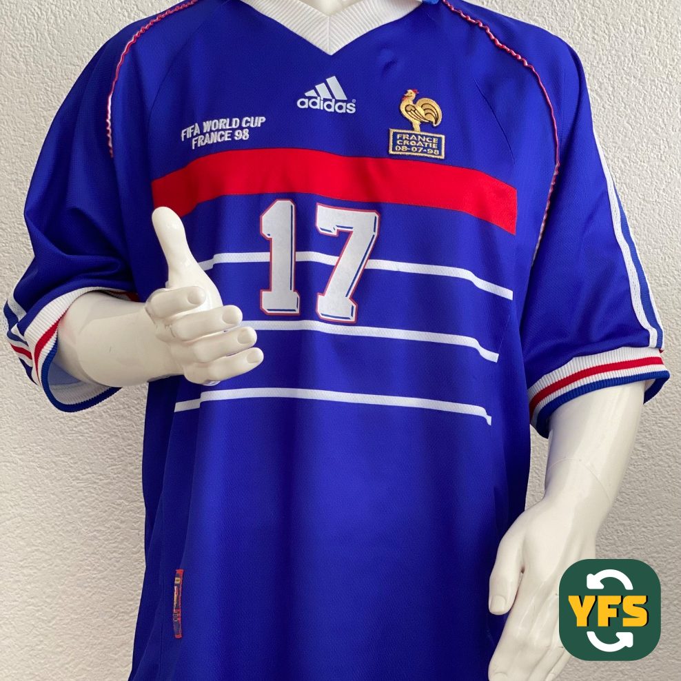 France 1997-1998 Home Match Worn Adidas - YourFootballShirt - Photo 1