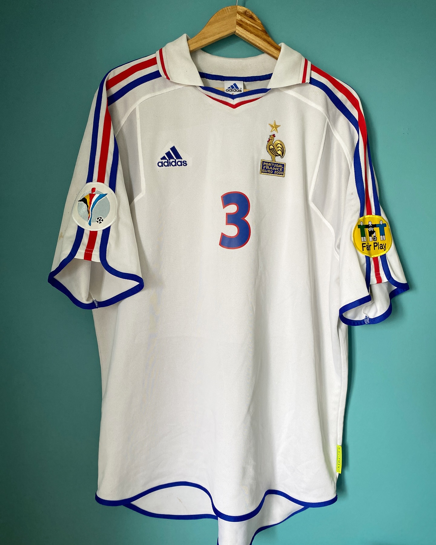 France 2000-2001 Away Match Worn Adidas - YourFootballShirt - Photo 1