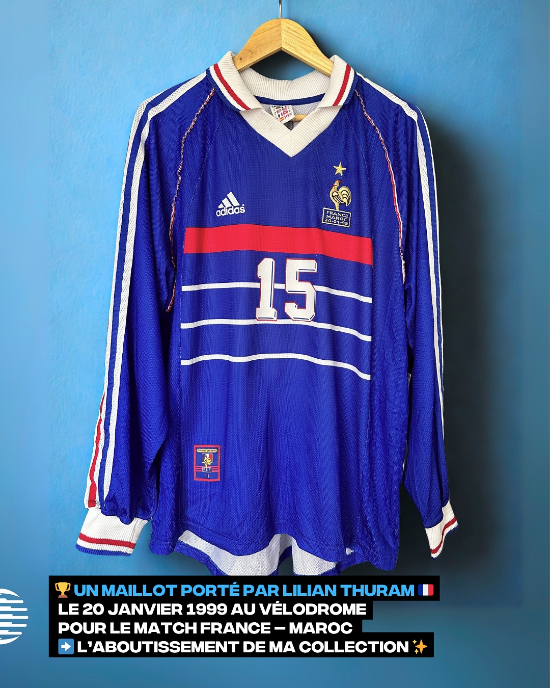 France 1998-1999 Home Match Worn - YourFootballShirt - Photo 1