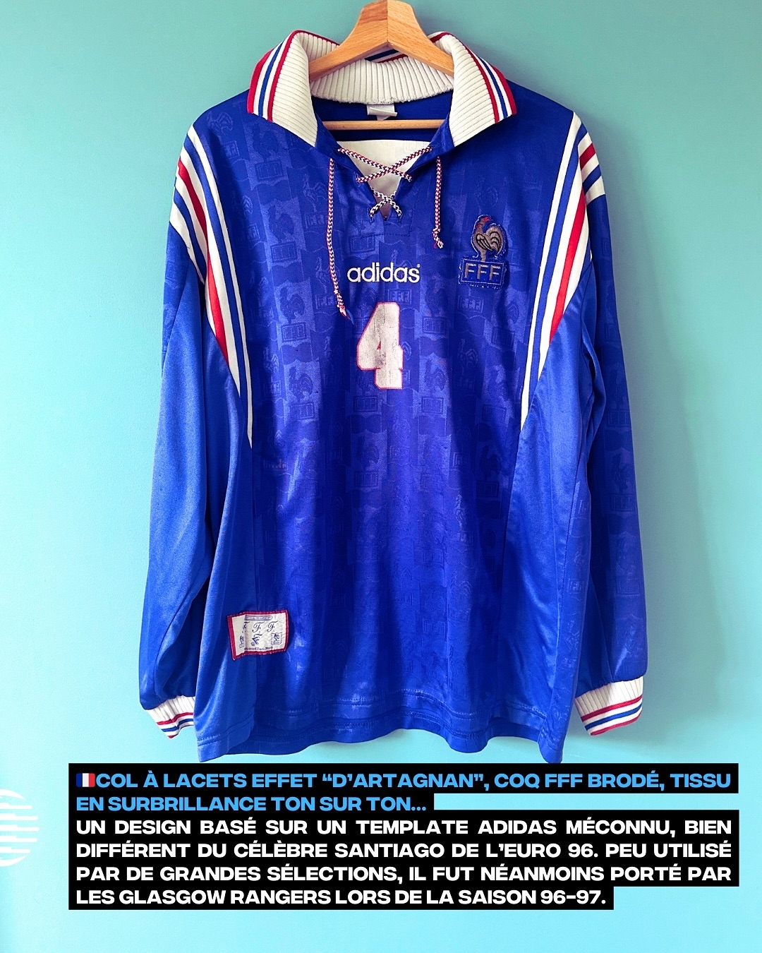 France 1996-1997 Home Match Worn - YourFootballShirt - Photo 1