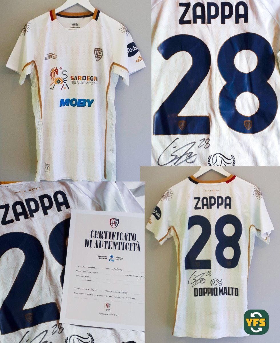 Cagliari 2024-2025 Away Match Worn Eye sport - YourFootballShirt - Photo 1
