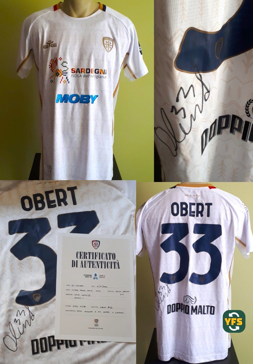 Cagliari 2024-2025 Away Match Worn Eye sport - YourFootballShirt - Photo 1
