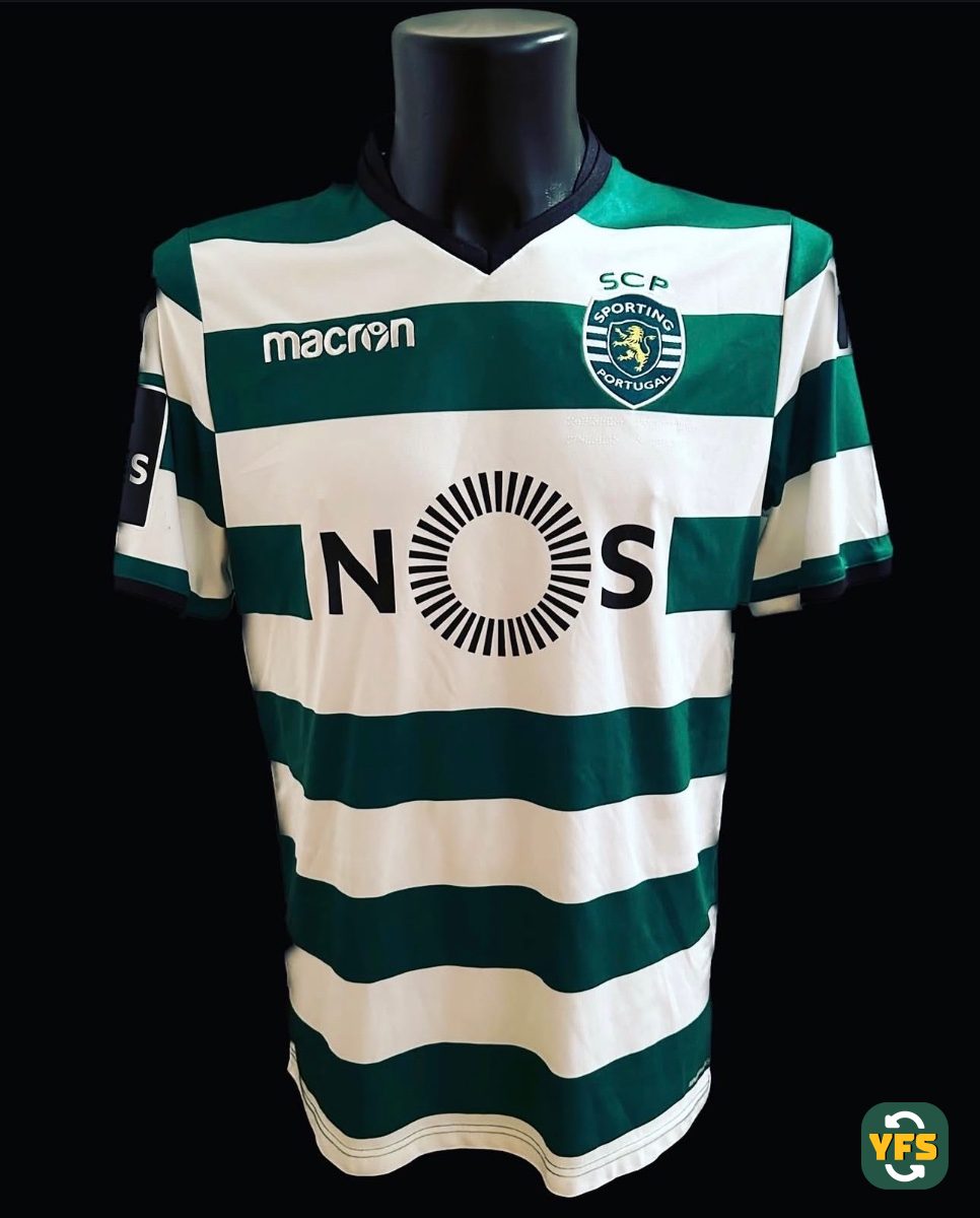 Sporting Lisboa 2017-2018 Home Match Worn Macron - YourFootballShirt - Photo 1