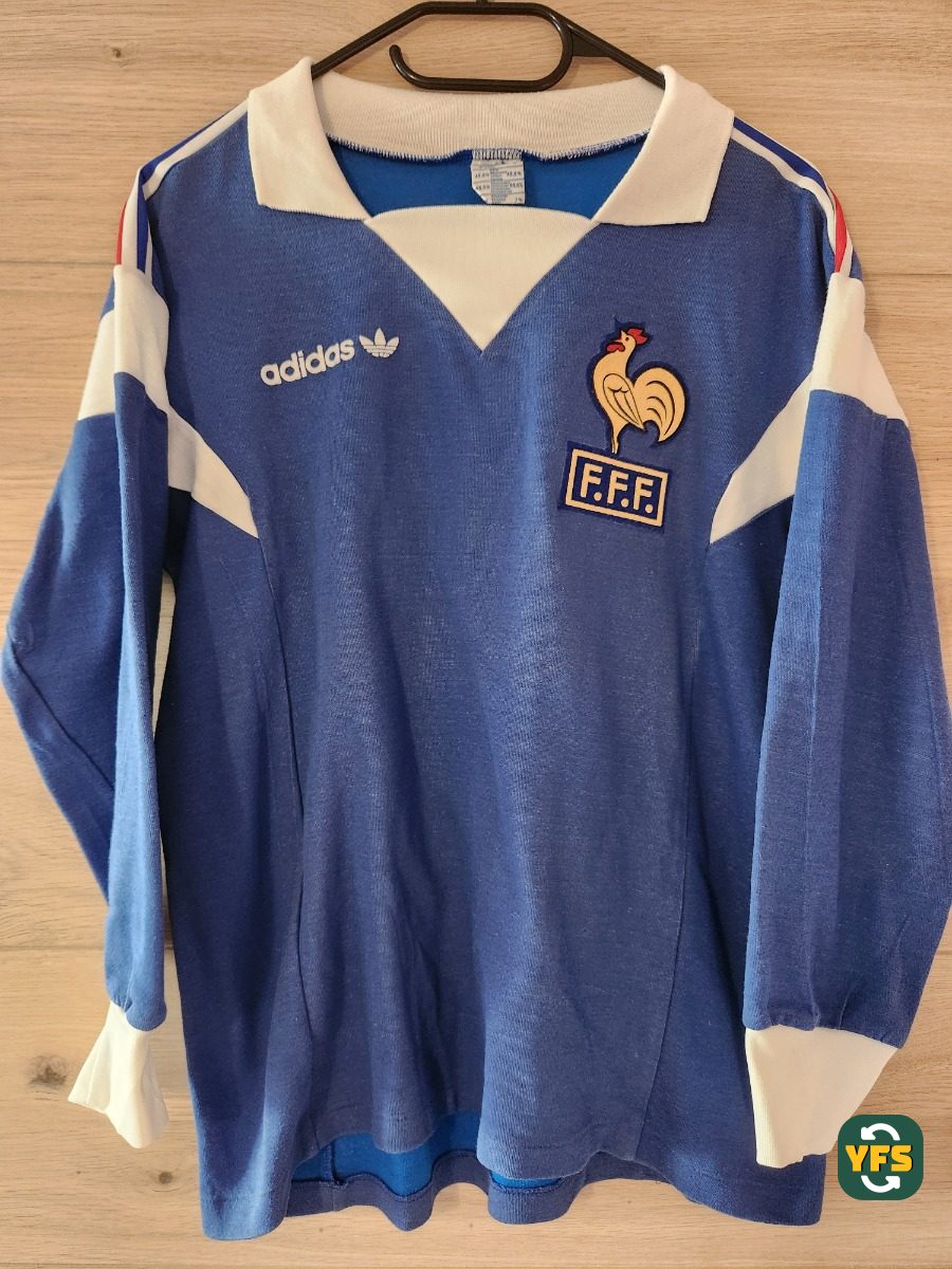 France 1988-1989 Home Match Worn Adidas original - YourFootballShirt - Photo 1