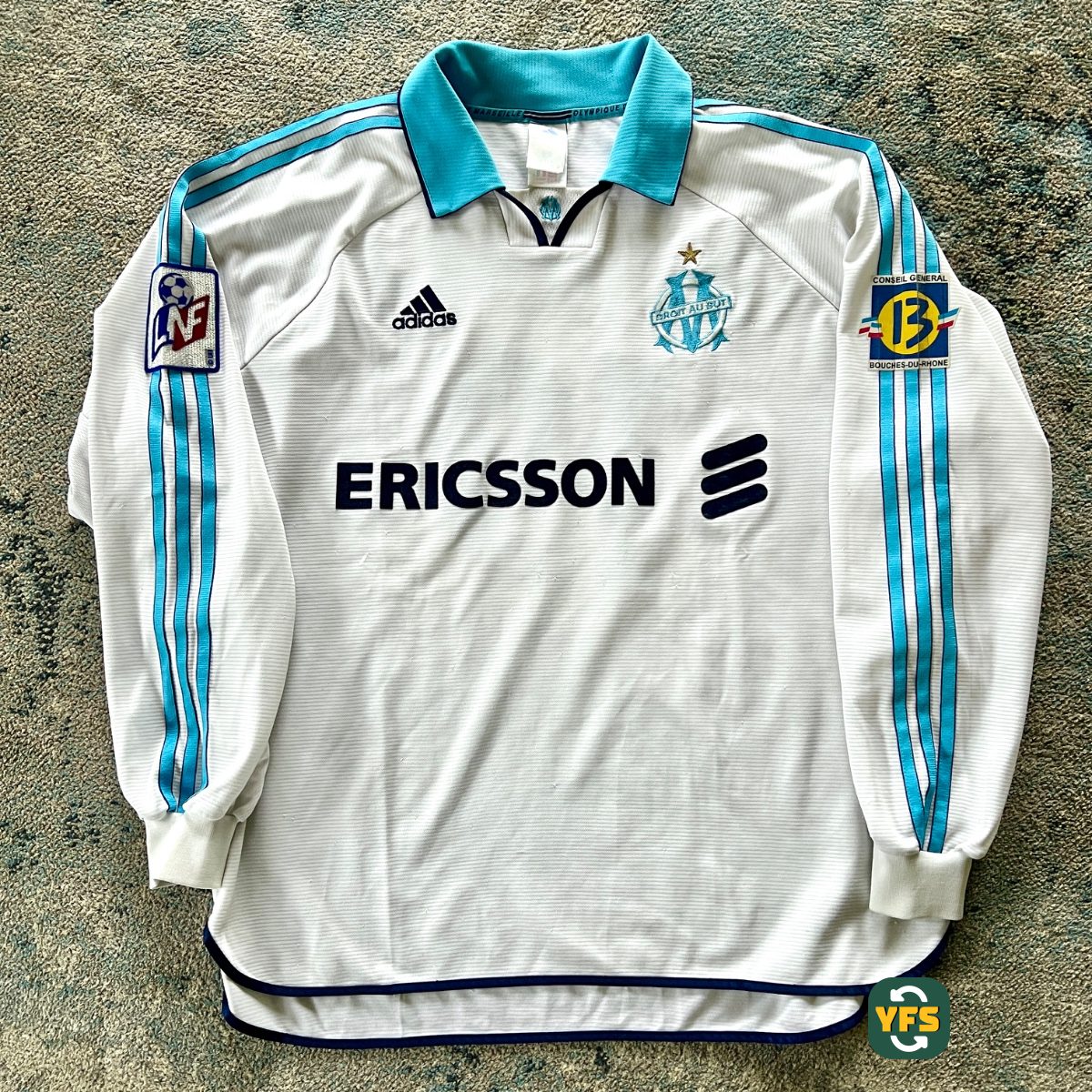 Olympique Marseille 1999-2000 Home Match Worn Adidas - YourFootballShirt - Photo 1
