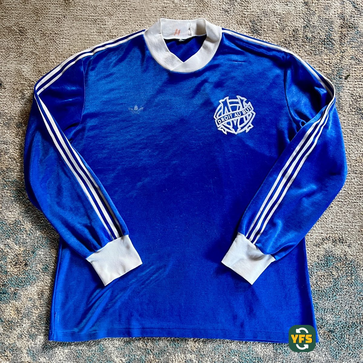 Olympique Marseille 1972-1973 Away Match Worn Adidas - YourFootballShirt - Photo 1