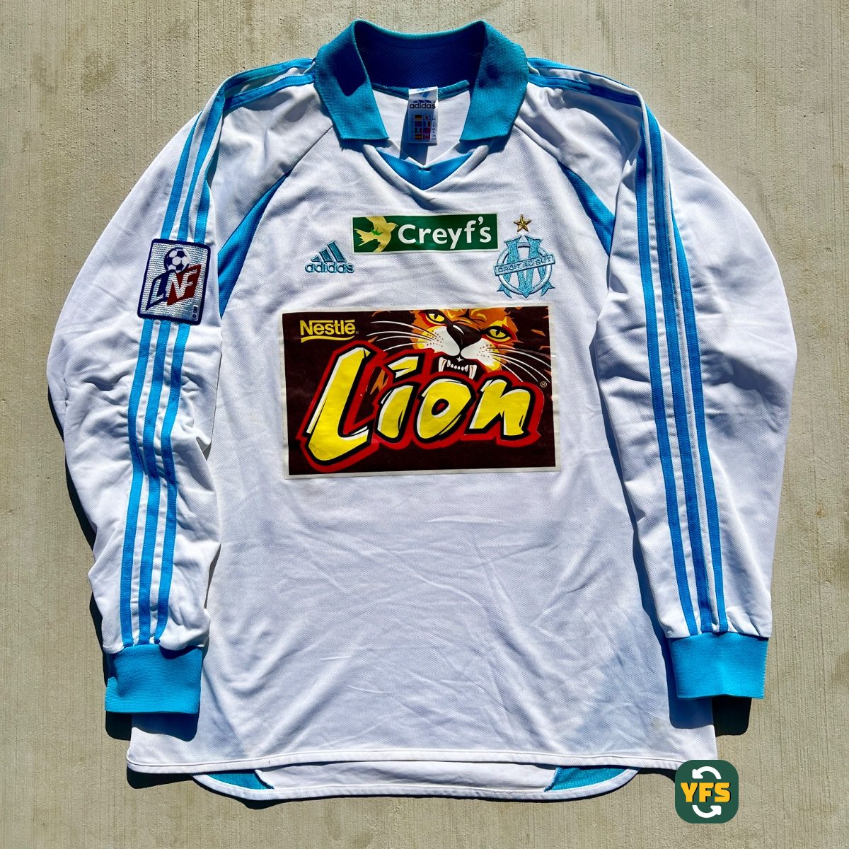 Olympique Marseille 2001-2002 Home Match Worn Adidas - YourFootballShirt - Photo 1