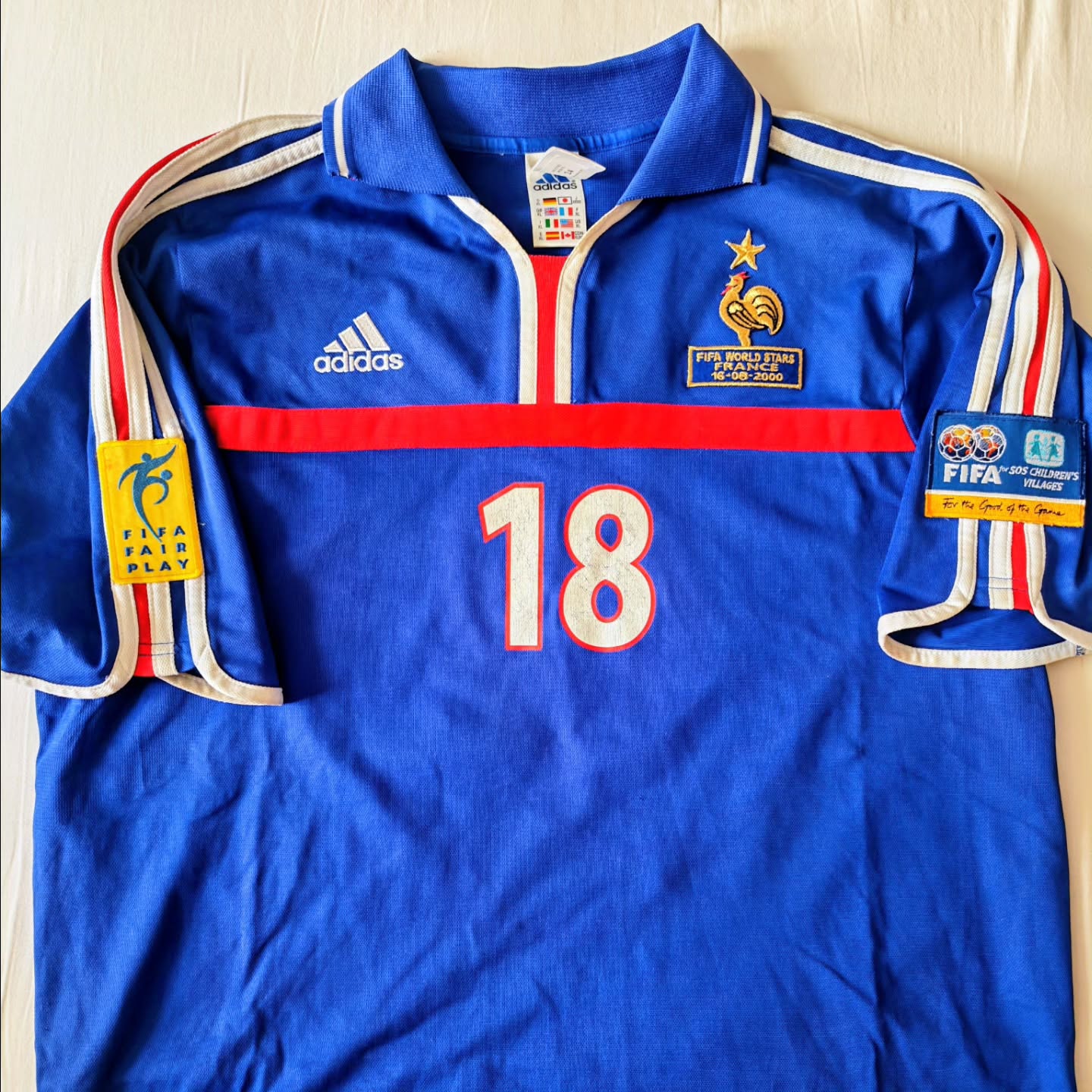 France 2000-2001 Home Match Worn Adidas - YourFootballShirt - Photo 1