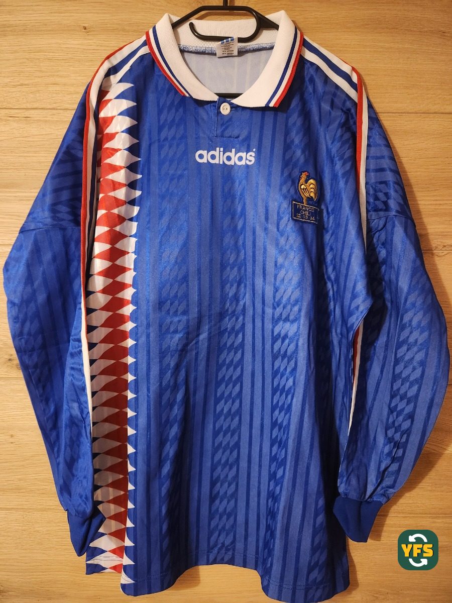 France 1994-1995 Home Match Worn Adidas - YourFootballShirt - Photo 1
