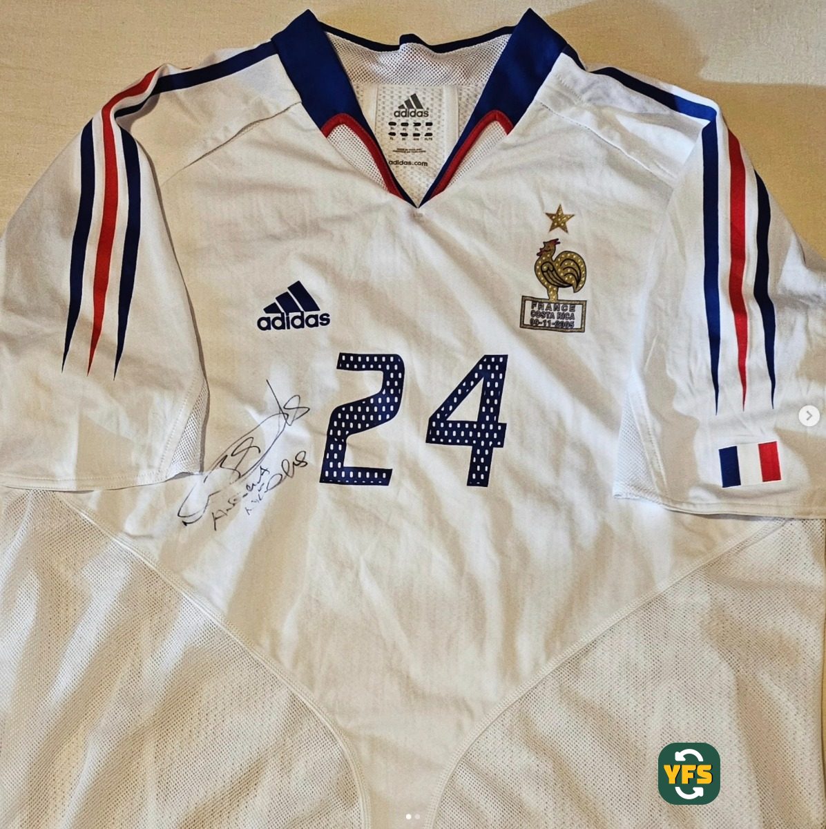 France 2005-2006 Away Match Worn Adidas - YourFootballShirt - Photo 1