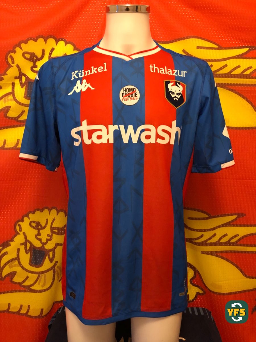 SM Caen 2023-2024 Home Match Worn Kappa - YourFootballShirt - Photo 1