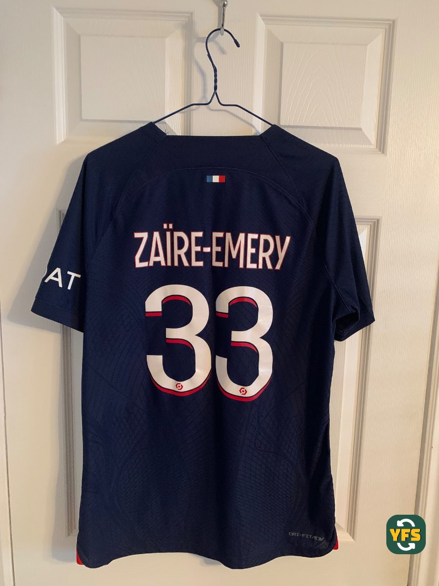 PSG 2023-2024 Home Match Worn Nike Zaire-Emery - YourFootballShirt - Photo 1