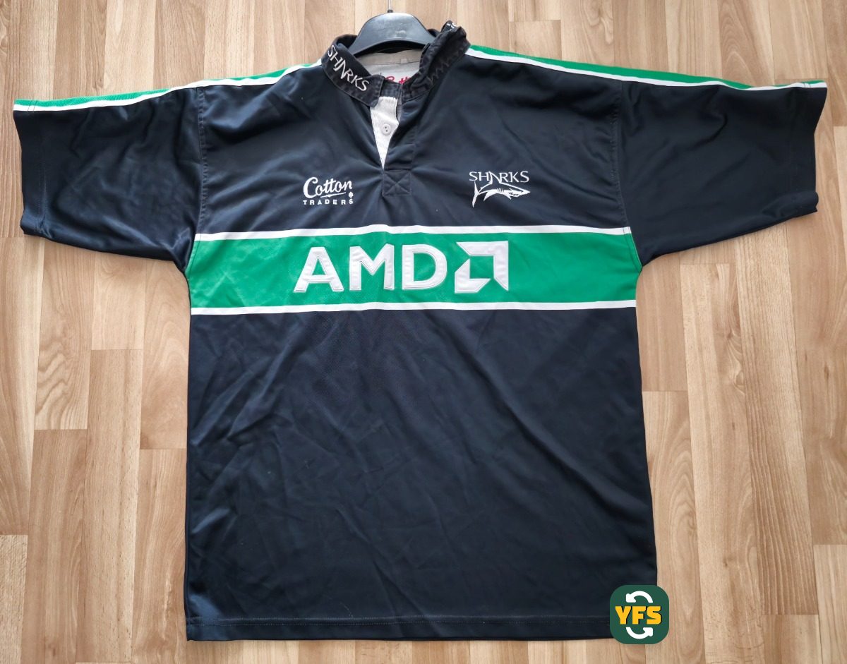 Sale Sharks 2001-2002 Home Store Version Cotton traders - YourFootballShirt - Photo 1