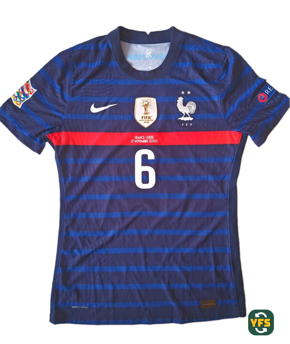 France 2020-2021 Home Match Worn Nike PAUL POGBA - YourFootballShirt - Photo 1
