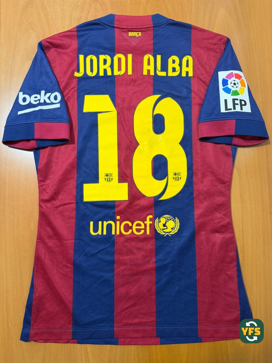 FC Barcelona 2014-2015 Home Match Worn Nike Jordi Alba - YourFootballShirt - Photo 1