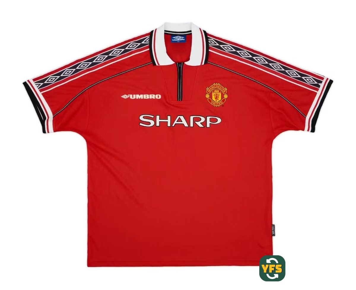 Manchester United 1999-2000 Home Store Version Umbro Beckham - YourFootballShirt